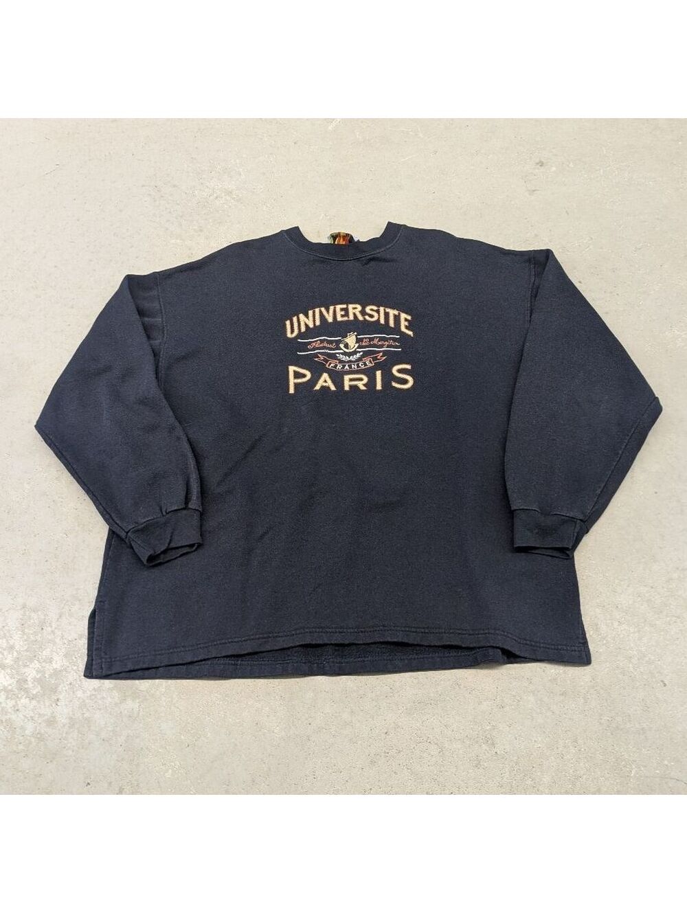 Vintage University Of Paris France Crew Neck Navy Sweater